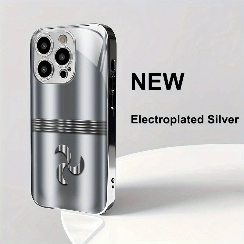 1Pc Silvery For iPhone 16 Pro Max Business Logo Pattern Phone Case