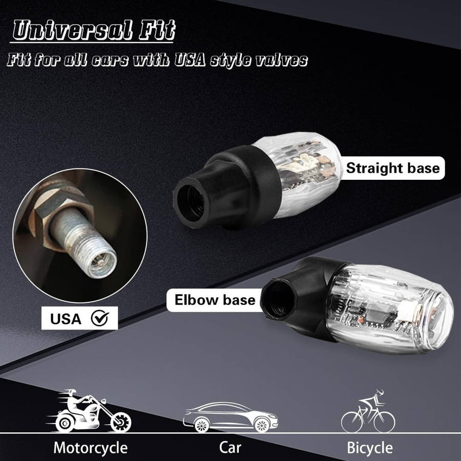 4pcs Vibrant LED Tire Valve Lights USB Rechargeable Multi-Color Flashing Wheel Cap