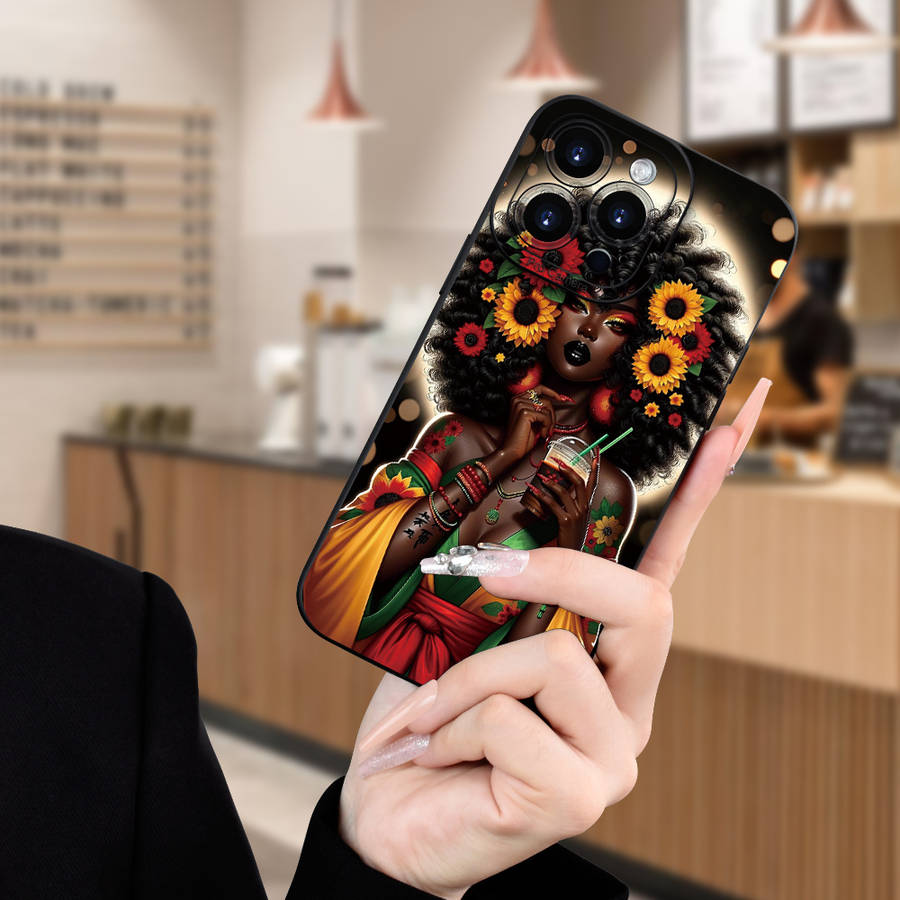 1Pc Black For iPhone XR African Girl Phone Case