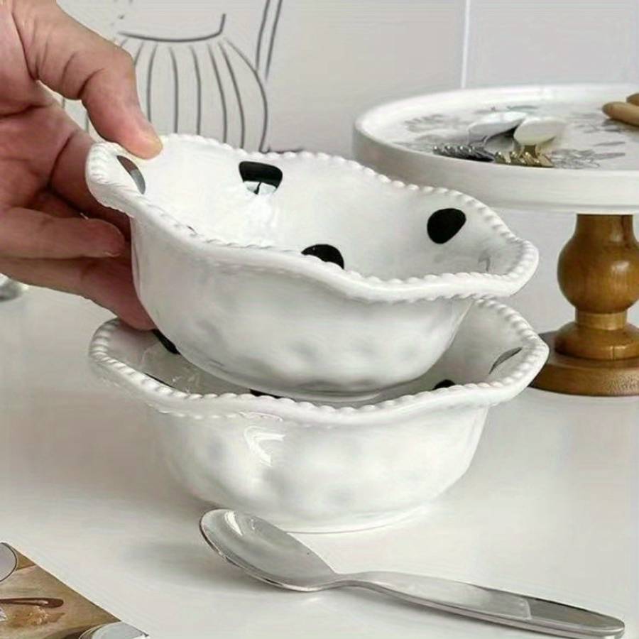 Bowl Color Black Polka Dot