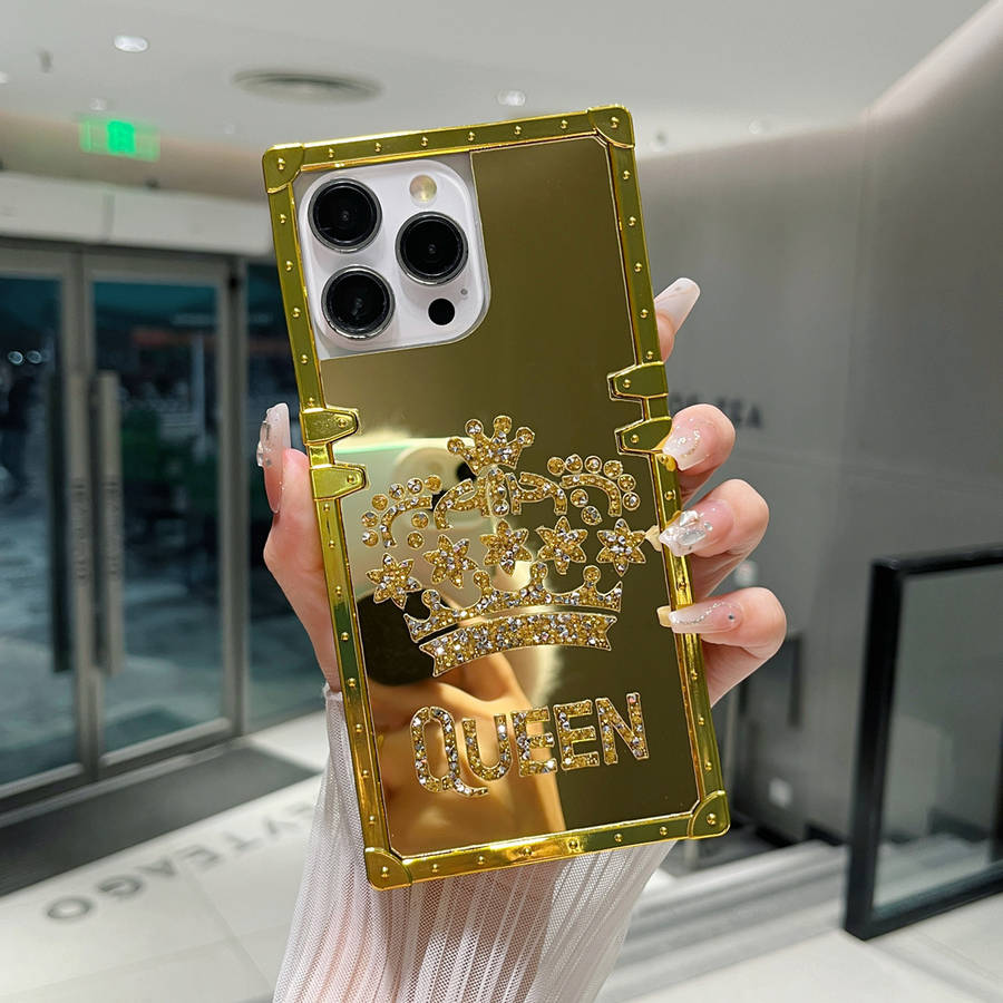1Pc Golden For iPhone 15 Crown Design Phone Case