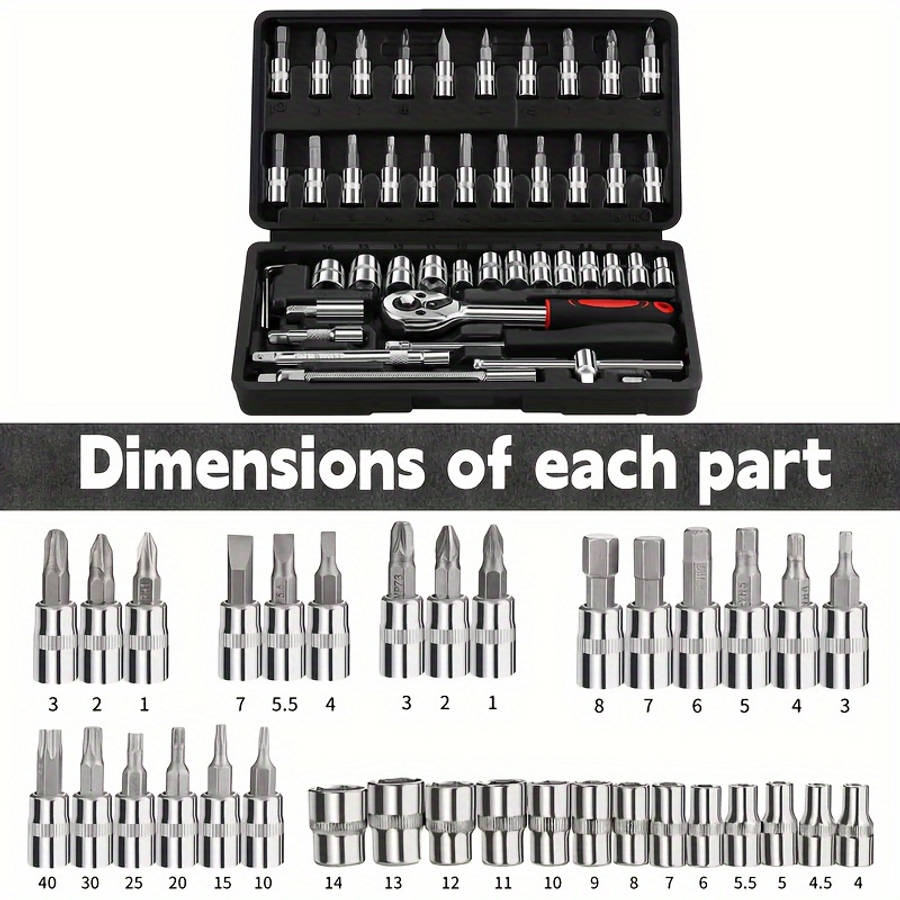 Screwdriver Bit Tool Set Color Black 46 Piece Set