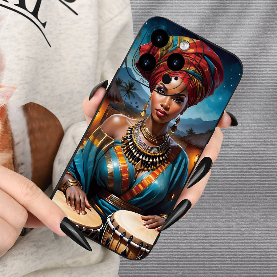 1Pc Black For iPhone 13 Pro Max African Girl Phone Case