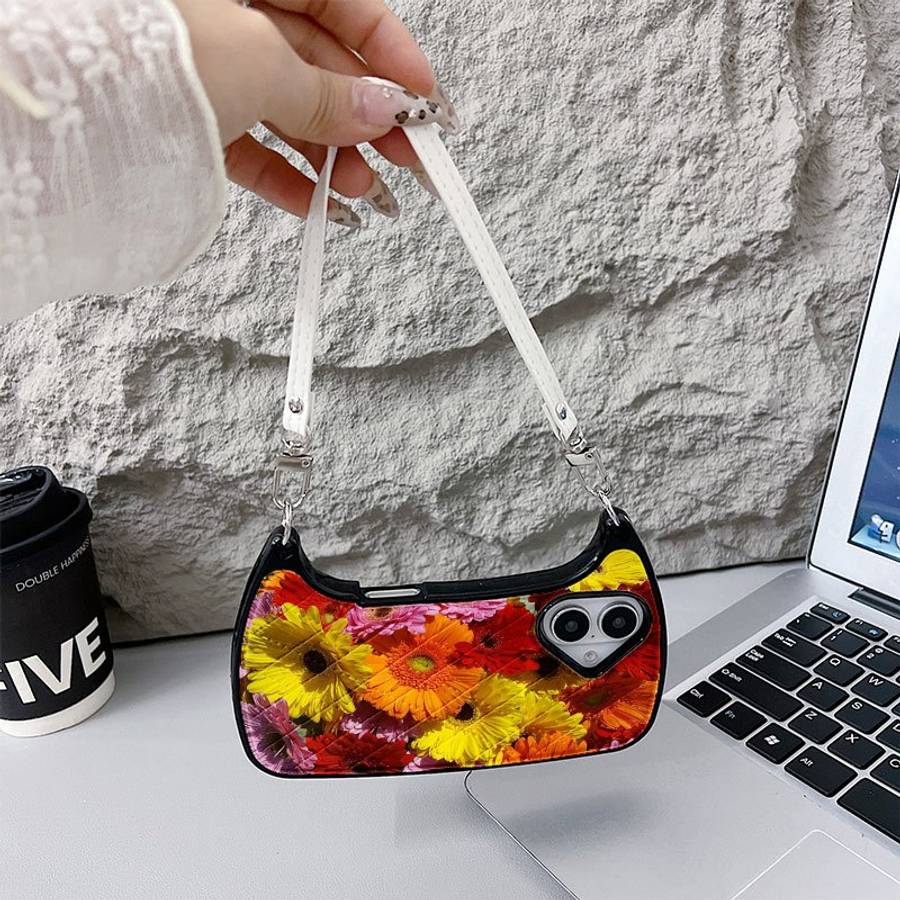 1Pc Mixed Color For iPhone 15 Plus Colorful African Daisy Bouquet Phone Case