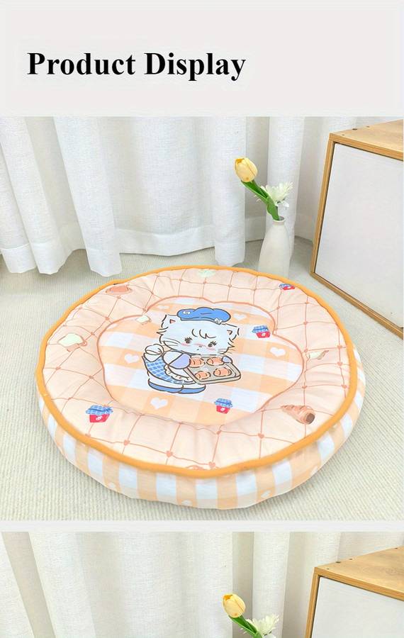 Pet Supplies Color Diameter 50Cm Size Orange And Yellow Grid