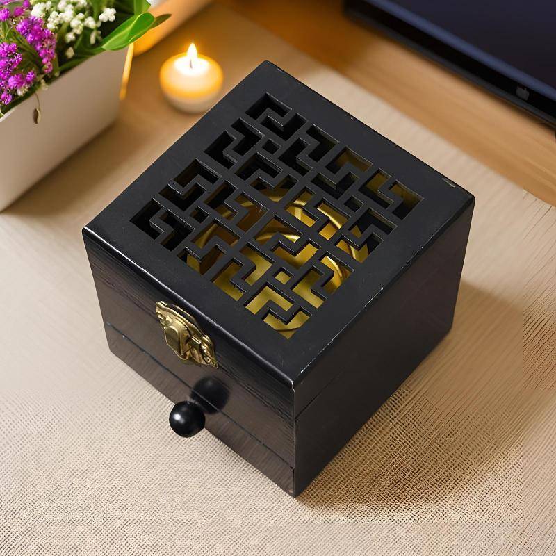 Incense Burner Color  Black Material Wood