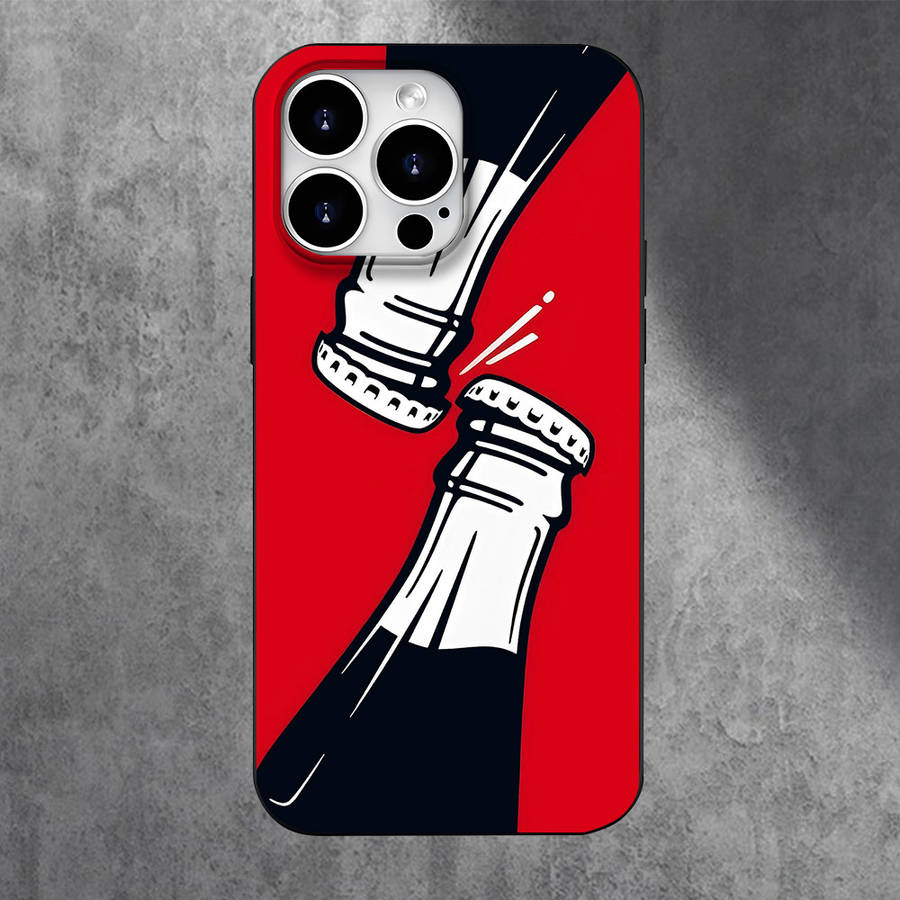 1Pc Black For iPhone 15 Pro Max Cola Drinks Design Phone Case