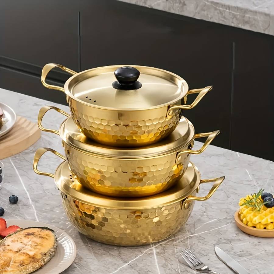 3Pcs Industrial Set Individual Korean Stainless Steel Ramen Daily Use