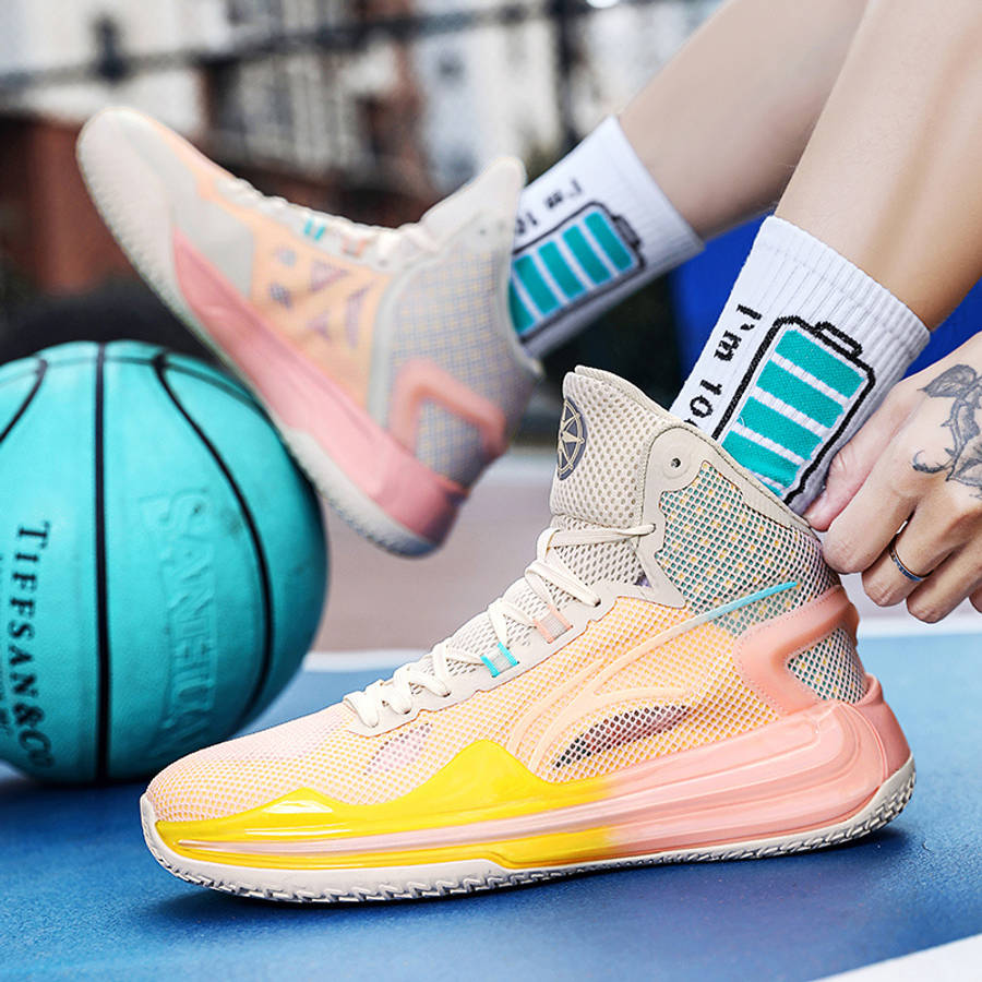 Basketball Shoes Color Fluorescent Milky Yellow Sizeuk 6