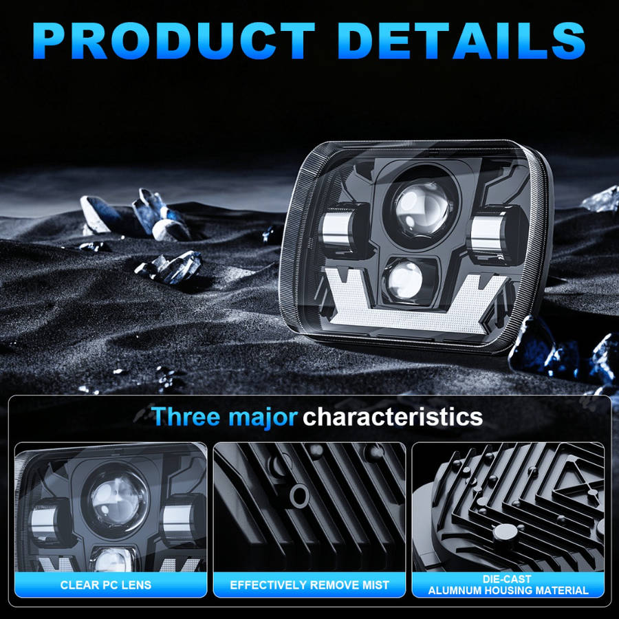 Car Lights Color 12.7X17.78 Cm Headlight 4 Beads Flame Size 2Pcs
