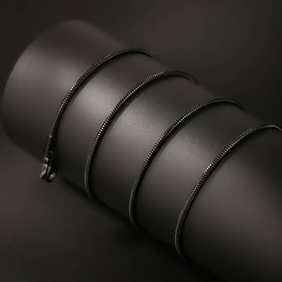 Crystal Stainless Steel Chain Necklace Black
