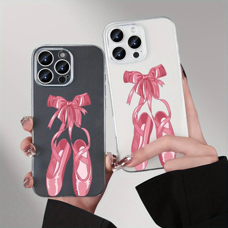 1Pc Transparent For iPhone 16 Ballet Shoes Phone Case