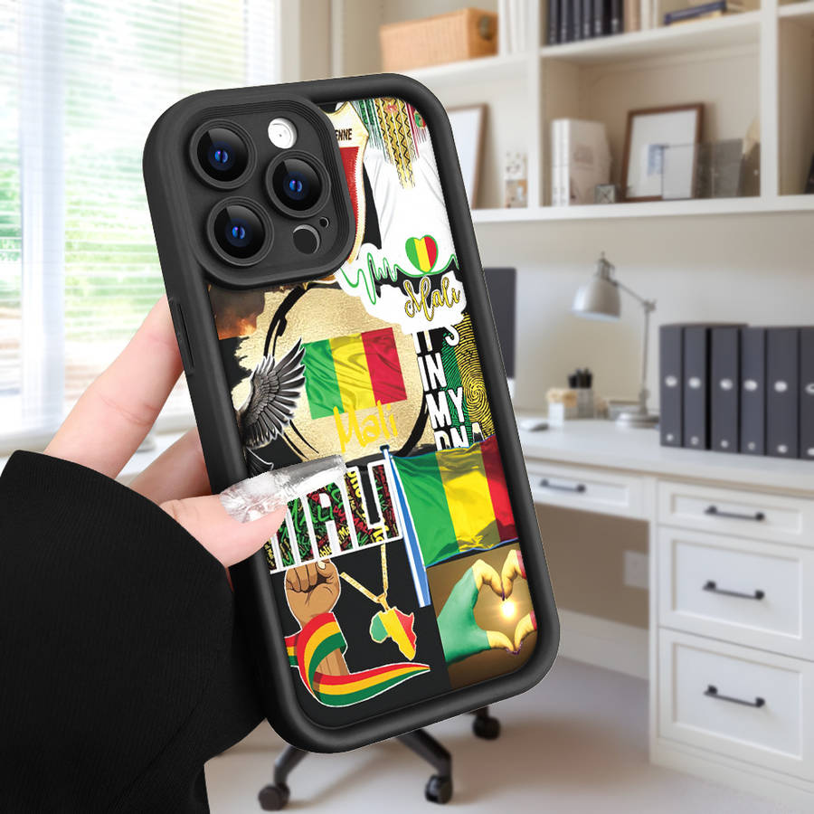 1Pc Black For iPhone 14 Pro African Style Illustration Phone Case