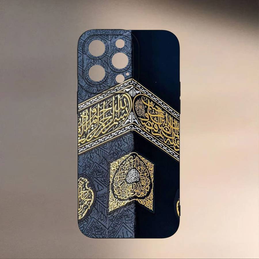 1Pc Black For iPhone 15 Plus Mecca Wall Print Phone Case