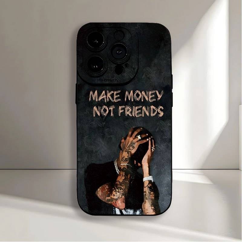 1Pc Black For iPhone 7 8 SE2 SE3 Make Money Not Friends Phone Case
