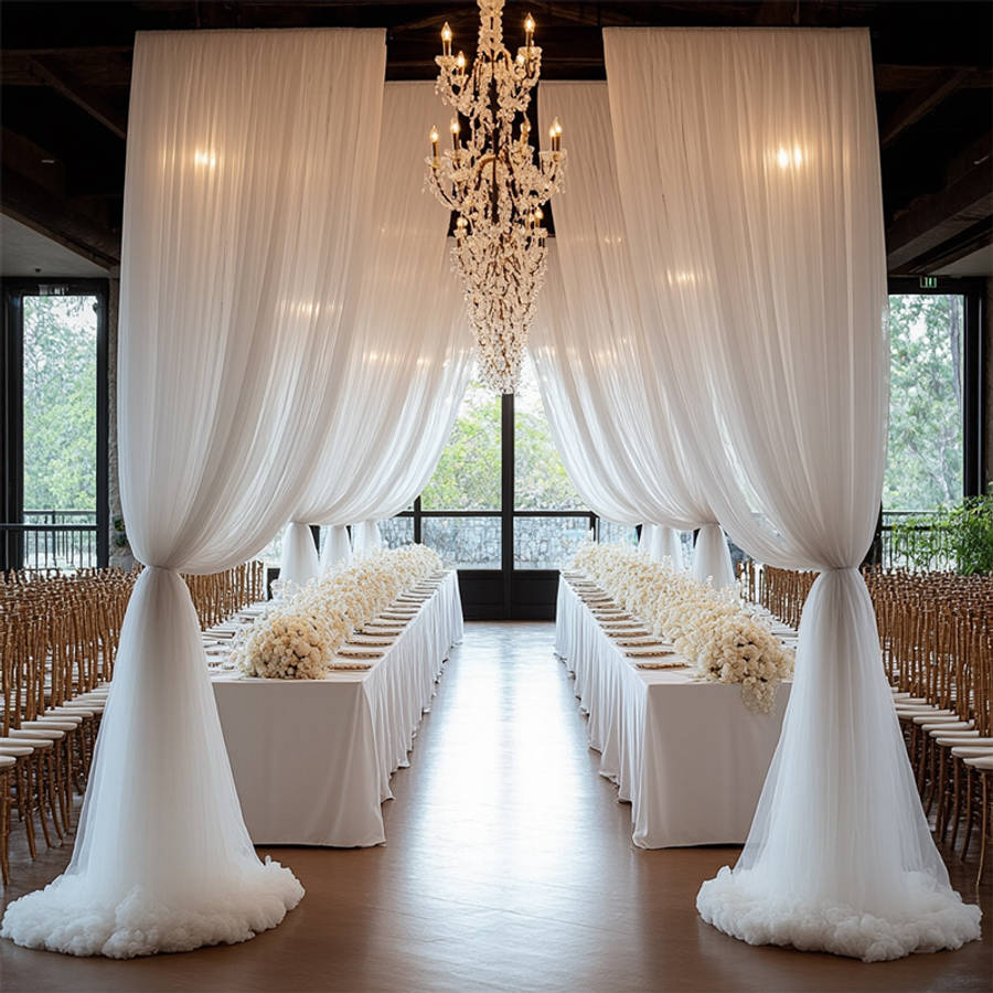 Wedding Supplies Color White Mesh Size 75*9000Cm 29.5*3543In