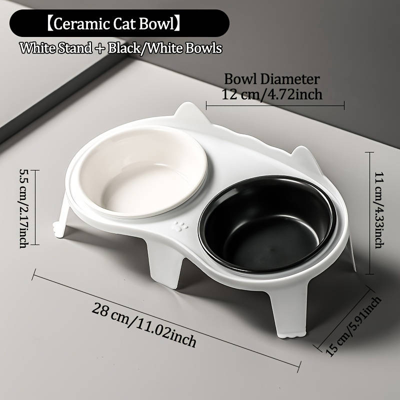Pet Supplies Color White Stand Add  Black White Bowl