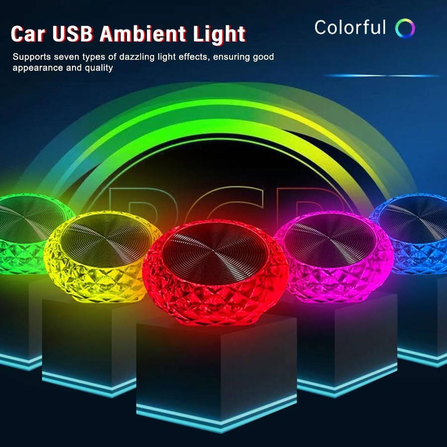 1pc Portable Car USB Ambient Light Mini LED Decorative Atmosphere Lamps for Auto Inte