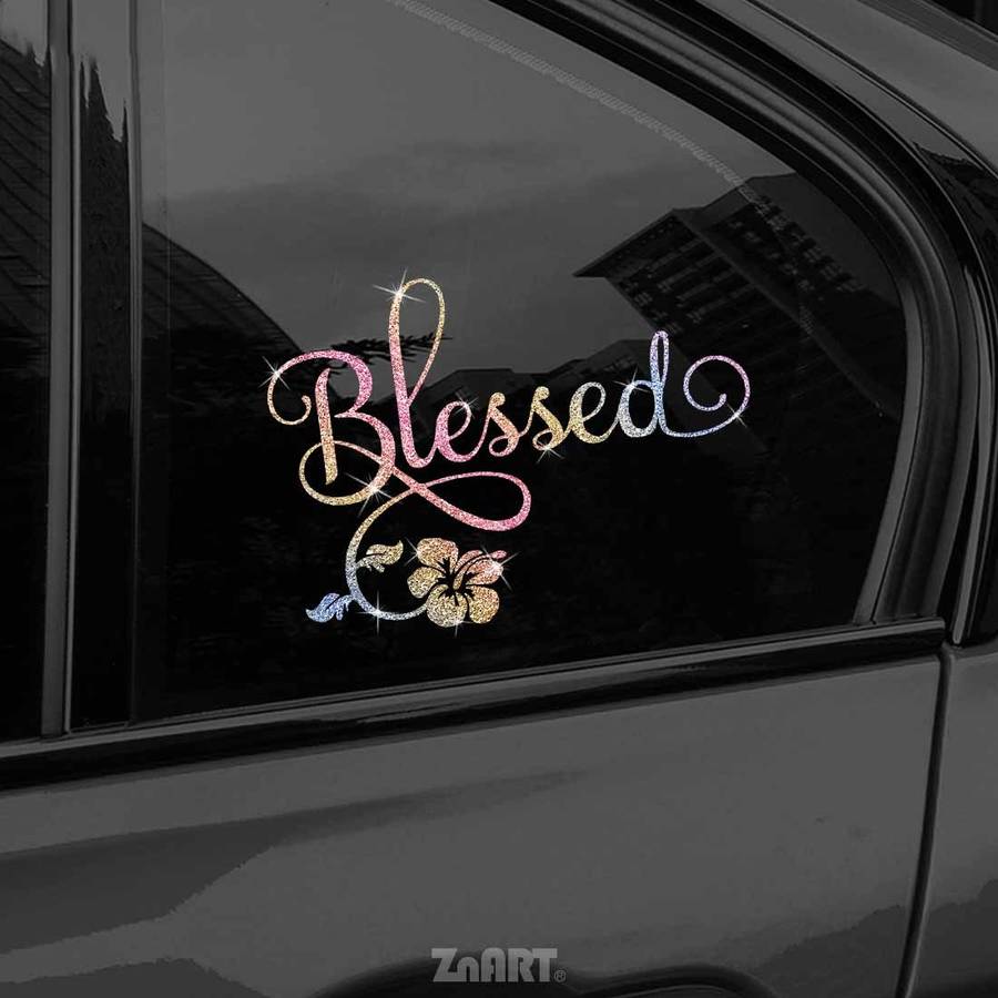 Multicolor Vinyl With Golden Lettering Glitter Floral Sticker Shape Sparkling