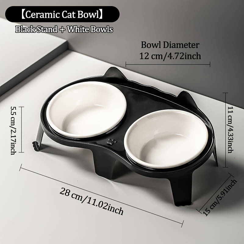 Pet Supplies Color White Stand Add  Black White Bowl