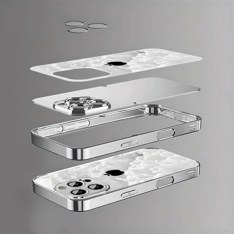 1Pc Silvery For iPhone 7 Plus 8 Plus White Cloud Apple Design Phone Case