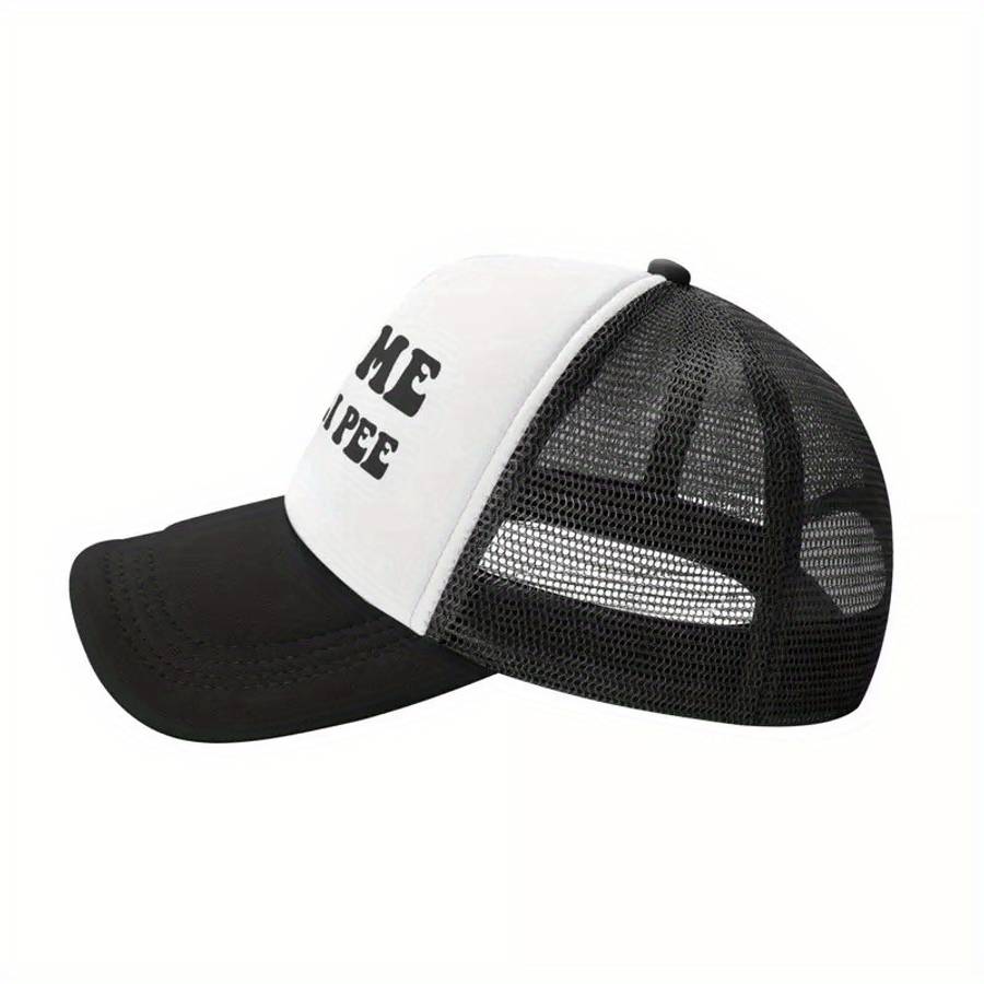 Kiss Me Where I Pee Adjustable Breathable Baseball Cap Black with White Front Panel Polyes