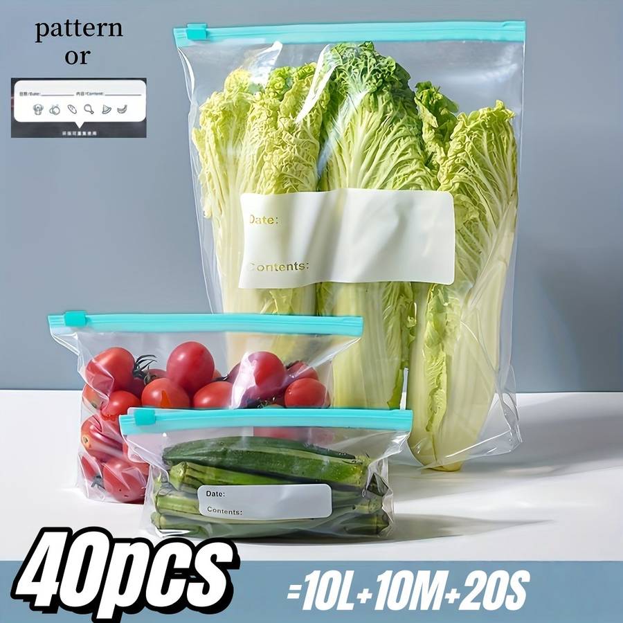 Food Storage Bags Model Zipper Sealed Type Quantity40 Piecesset 10L10M20S