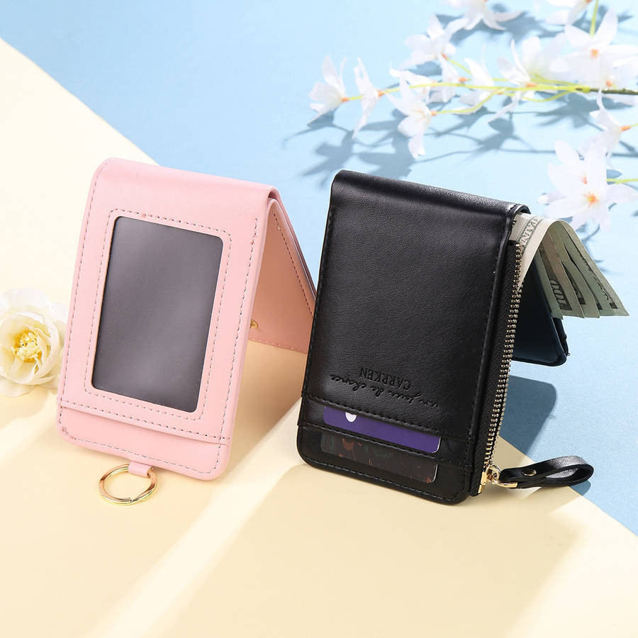 1pc CarrKen Elegant Compact Womens Wallet with Multiple Zippers Snap Buttons Large Capacity for