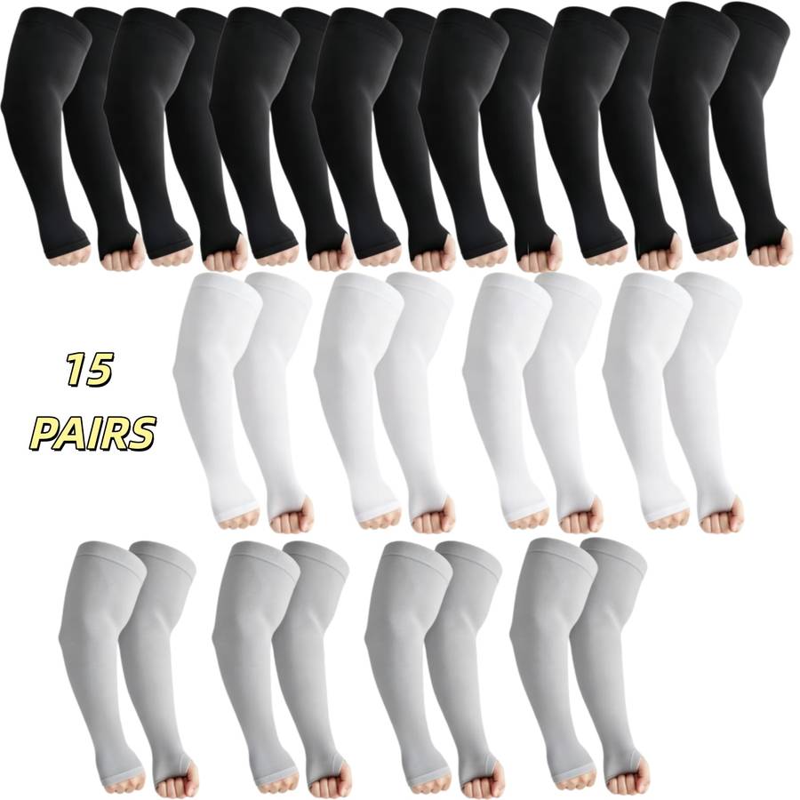 Sunscreen Sleeves Color 15 Pairs 5 Black 5 White 5 Gray