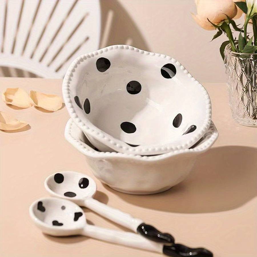 Bowl Color Black Polka Dot