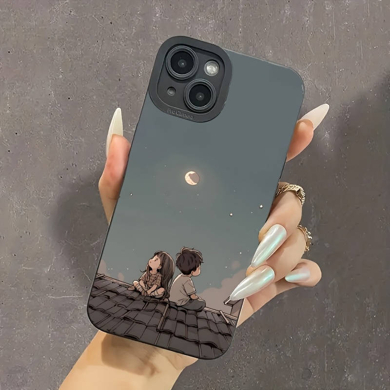 1Pc Black For iPhone X XS Cartoon Pattern Phone Case