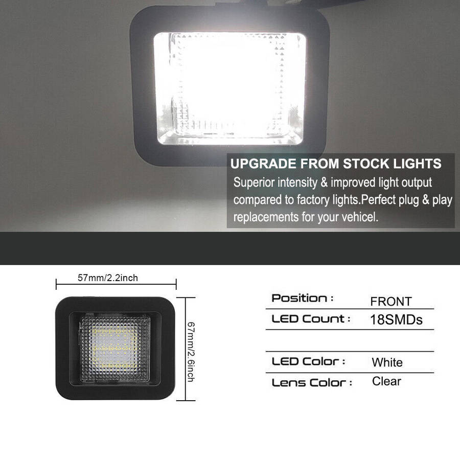 2pcs LED License Plate Lights for Ford F-150 2015-2023 18SMD 2835 LED Plug & Play