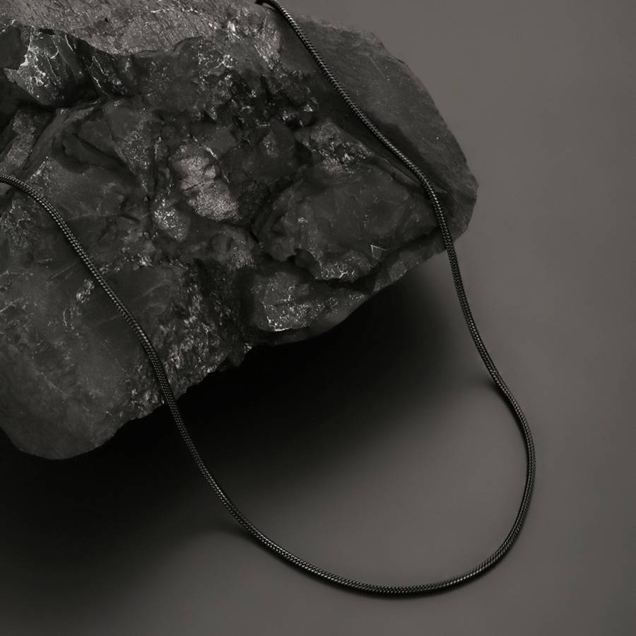 Crystal Stainless Steel Chain Necklace Black