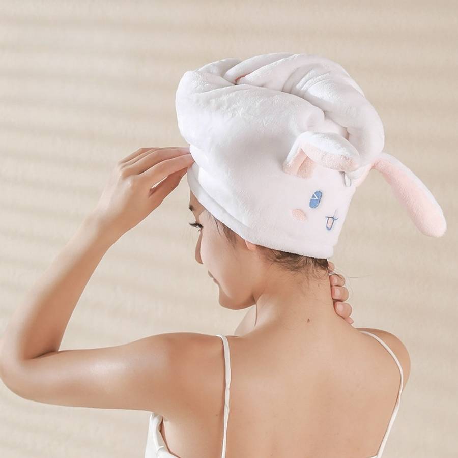 Hair Turban White Blue Weight Doublelayered And Thick.