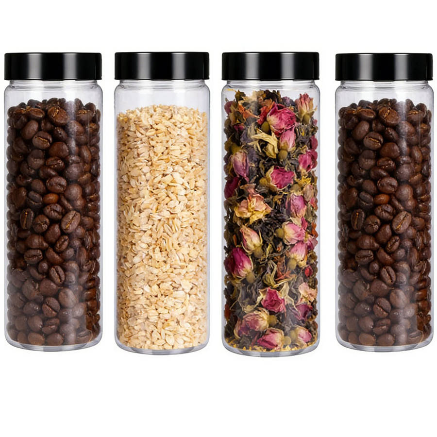 Sealed Jar Color Black Cover Quantity4 Pcs 2 Containers  2 Lids