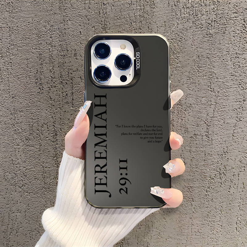 1Pc Black For iPhone 15 Pro Bible Verse Christian Phone Case