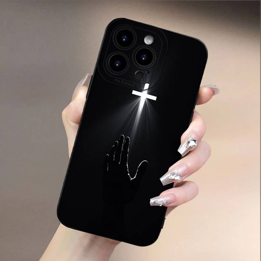 1Pc Black For iPhone 11 Cross Pattern Phone Case