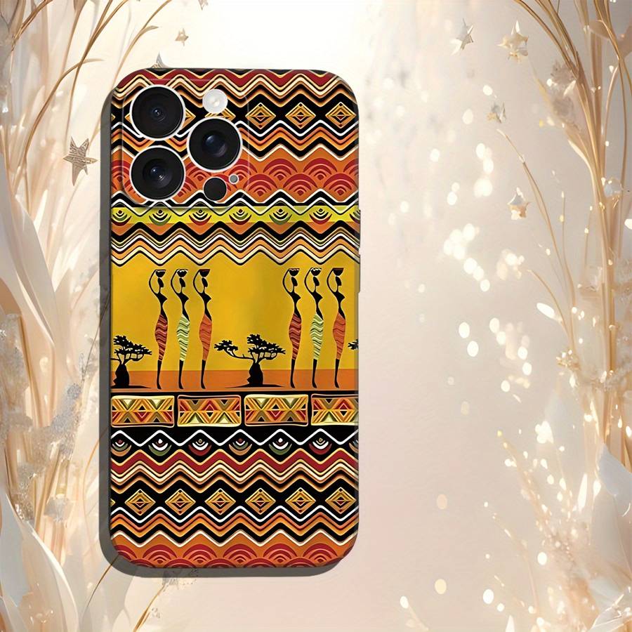 1Pc Black For iPhone 15 Pro Max Stylish African Phone Case