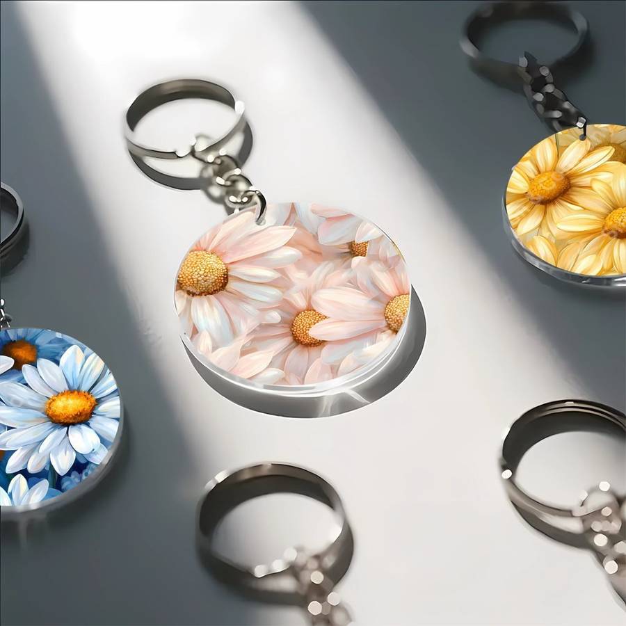 Minimalist Artistic Polished 97X1 97Inch Acrylic Round Keychains For Travel