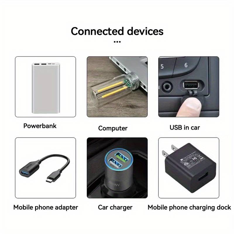 1pc Yellow Versatile Touch LED Light USB Powered Multicolor Ambient Car & Bedroom