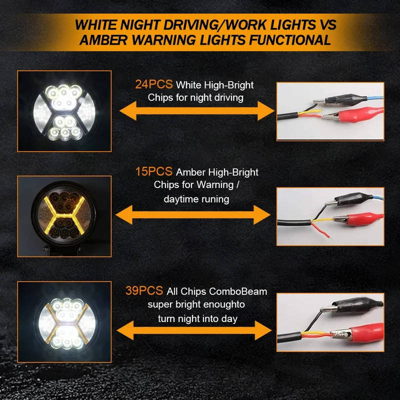 2pcs Lampe De Travail LED Ronde 4 Pouces Faisceau Pour Tout-terrain 4x4 SUV Tracteur