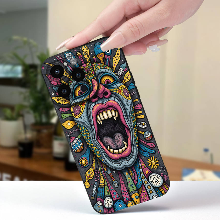 1Pc Black For iPhone 16 Pro Colorful Mask Phone Case