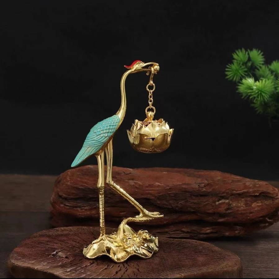 Incense Burner Color  Colorful Feather Golden Crane