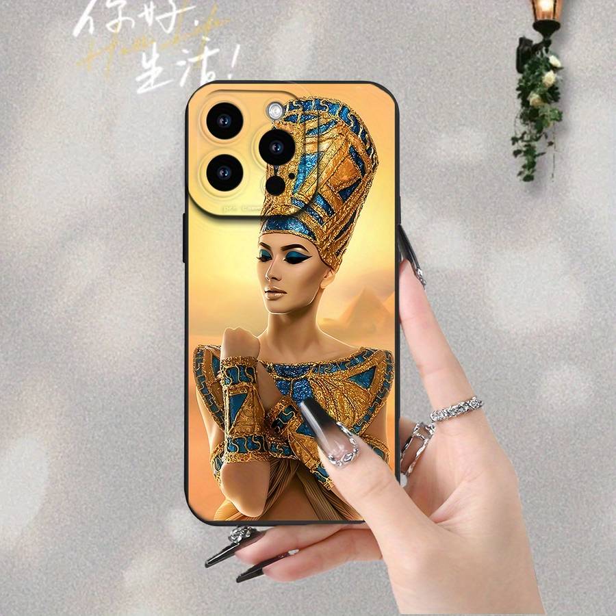 1Pc Black For iPhone 15 Egyptian Queen Phone Case