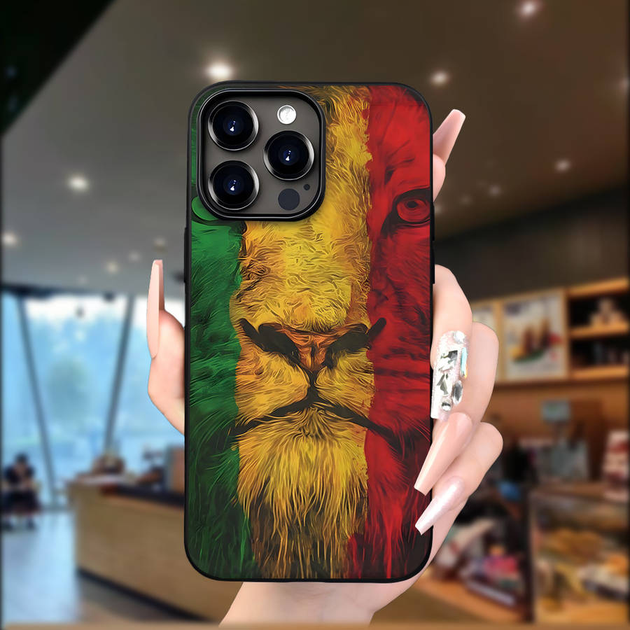 1Pc Black For iPhone 15 African Lion Phone Case