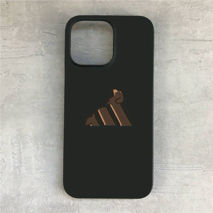1Pc Black For iPhone 14 Pro Max Dachshund Pattern Phone Case