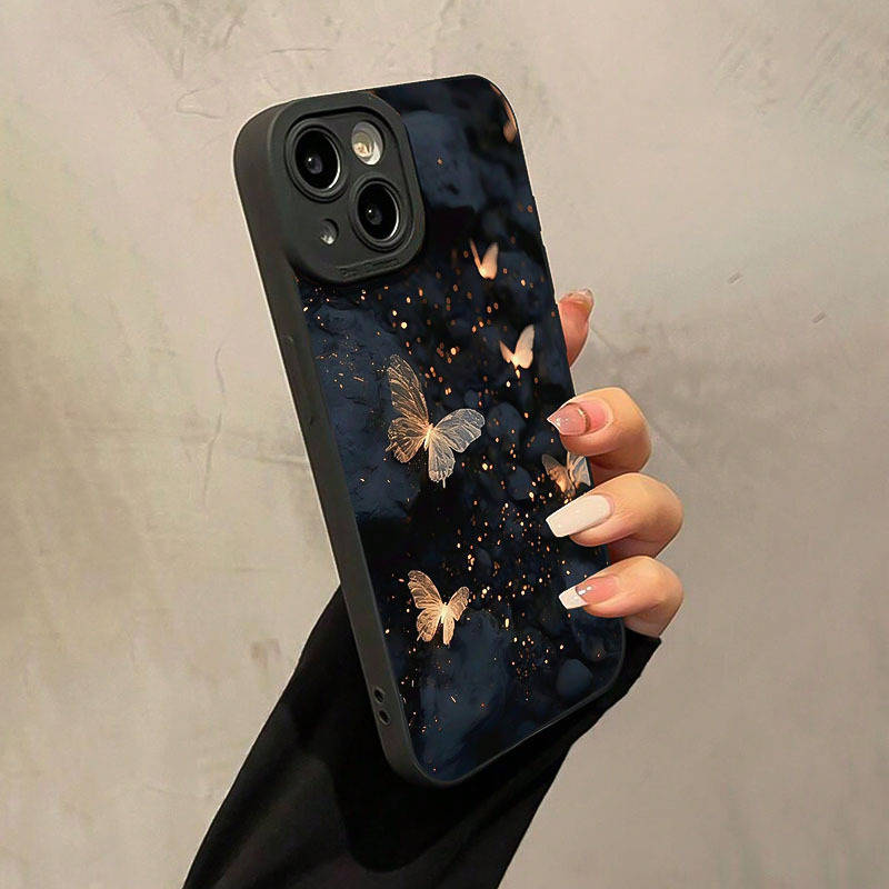 1Pc Black For iPhone 15 Pro Exquisite Butterfly Phone Case