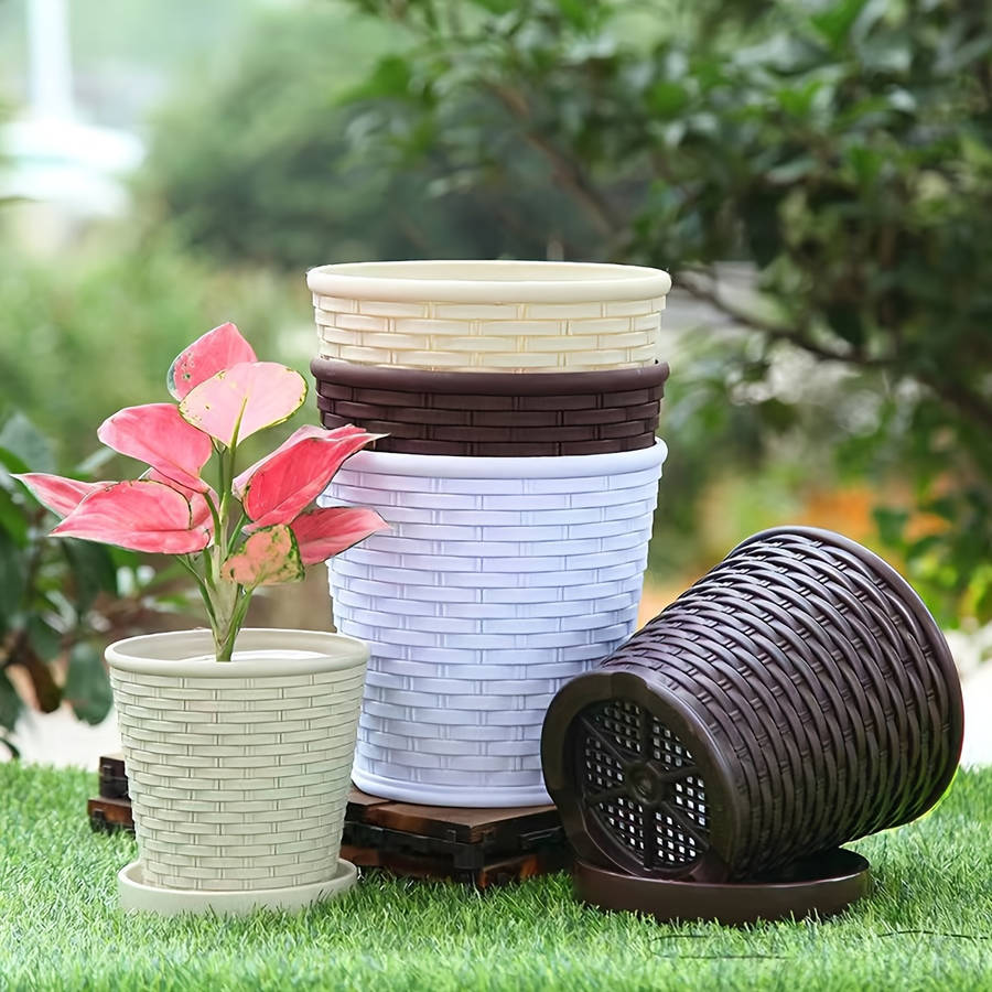 Sleek Elegant Woven Planter Brown Durable Enhanced Security For Home Office
