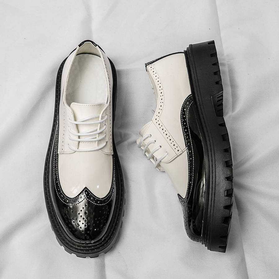 Mens Leather Shoes Color 20355 White Black Sizeuk 10