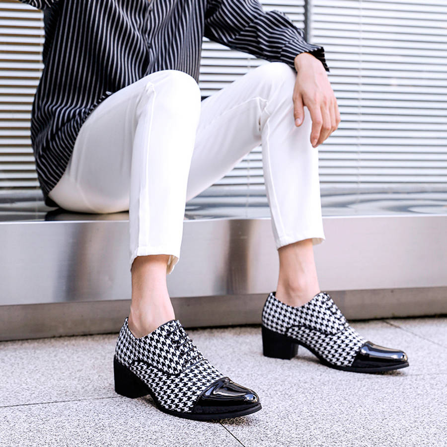 Mens Leather Shoes Color Black And White Color Sizeuk 6.5